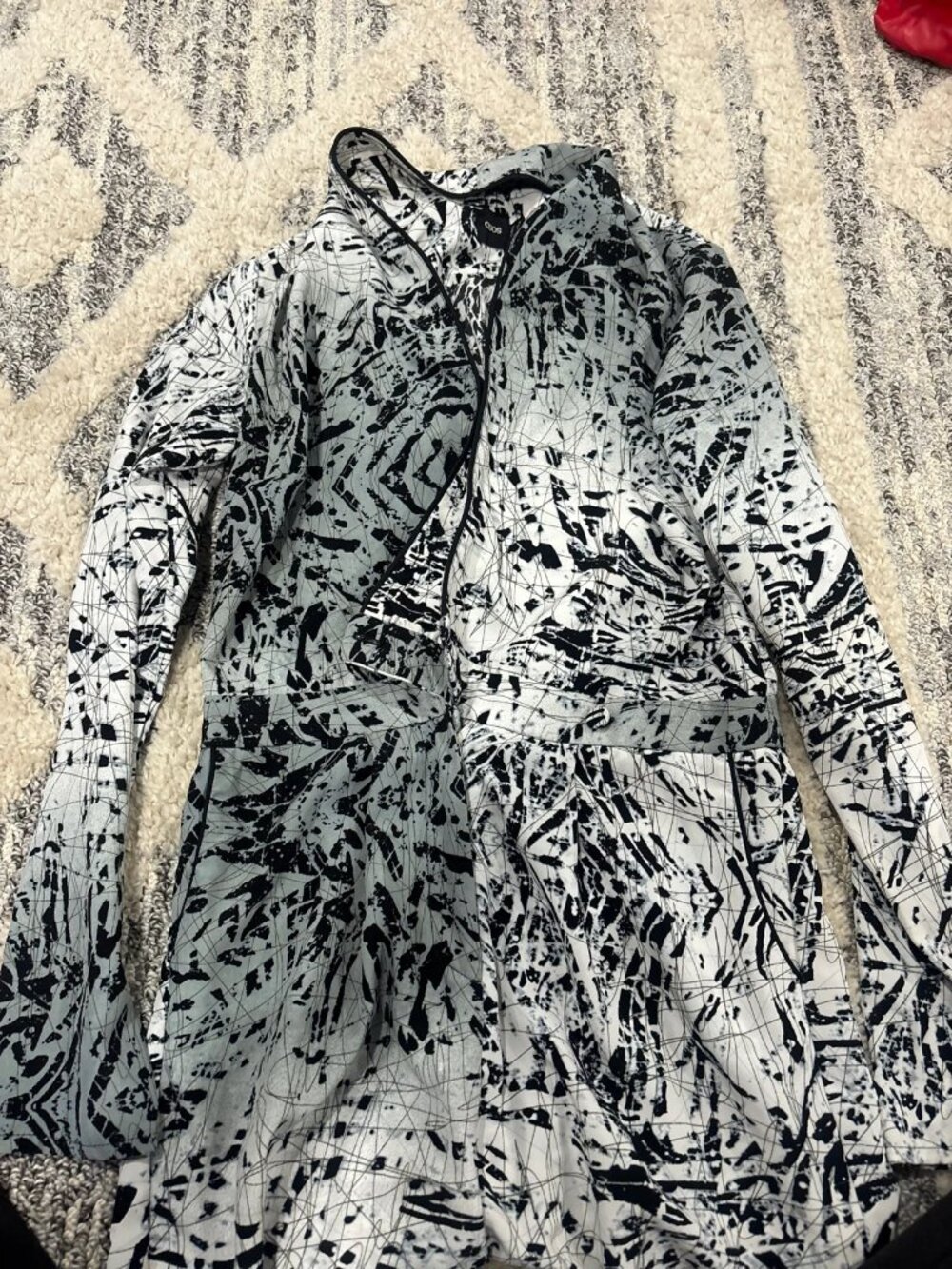 ASOS Black White Splatter Windbreaker Jacket Size 4